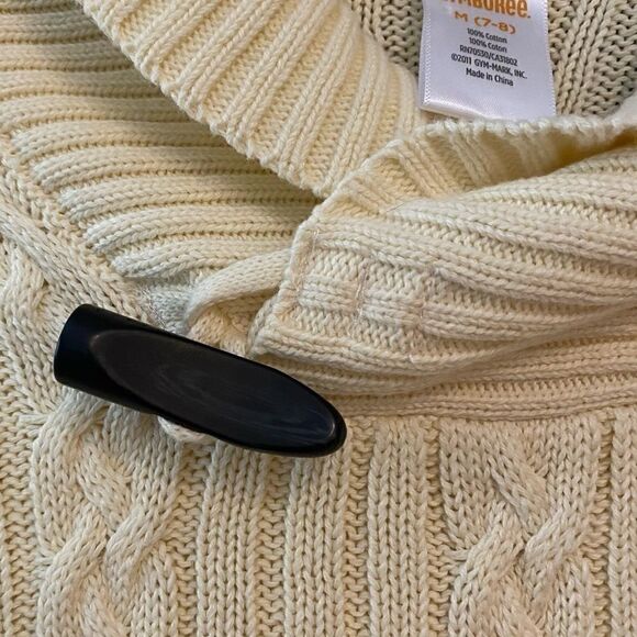 Gymboree Girls Sz 7-8 Beige Chunky Knit Collar Cape Cod Long Sleeve Sweater - Picture 6 of 6